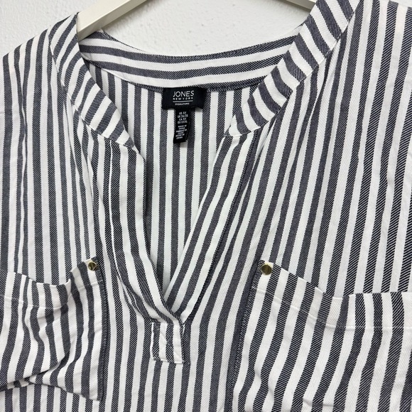 Jones New York Striped Top Womens 3XL‎ Grey Career Plus Size 3XL Corporate Flowy - Picture 2 of 6